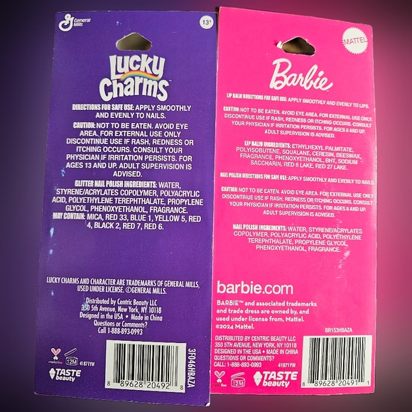 NWT 》2×/4pcs《 BARBIE & LUCKY CHARMS LIP BALMS + MINI NAIL POLISHES! - Picture 4 of 5